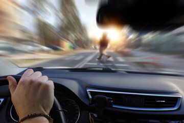 pedestrian at the crosswalk and driver inattention