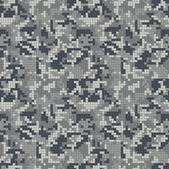 Digital gray camouflage, seamless camo pattern for your design. Military pixel camouflage background. Army vector texture.