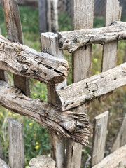 closeup detail of an old wooden fence