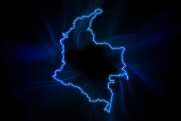 Glowing Map of Colombia, modern blue outline map