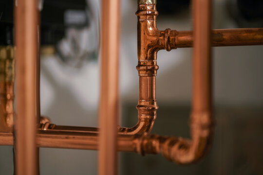 New shiny copper pipework