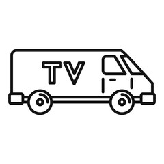 Tv van vehicle icon. Outline tv van vehicle vector icon for web design isolated on white background