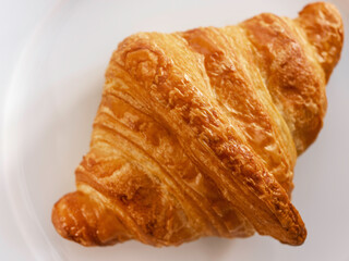 Freshly Baked Croissant on a White Plate