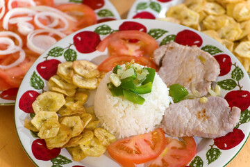 Pork steak served in the Cuban cuisine style