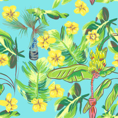 Fototapeta na wymiar Hawaiian floral seamless pattern 