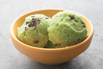 Ice cream with mint and chocolate chip