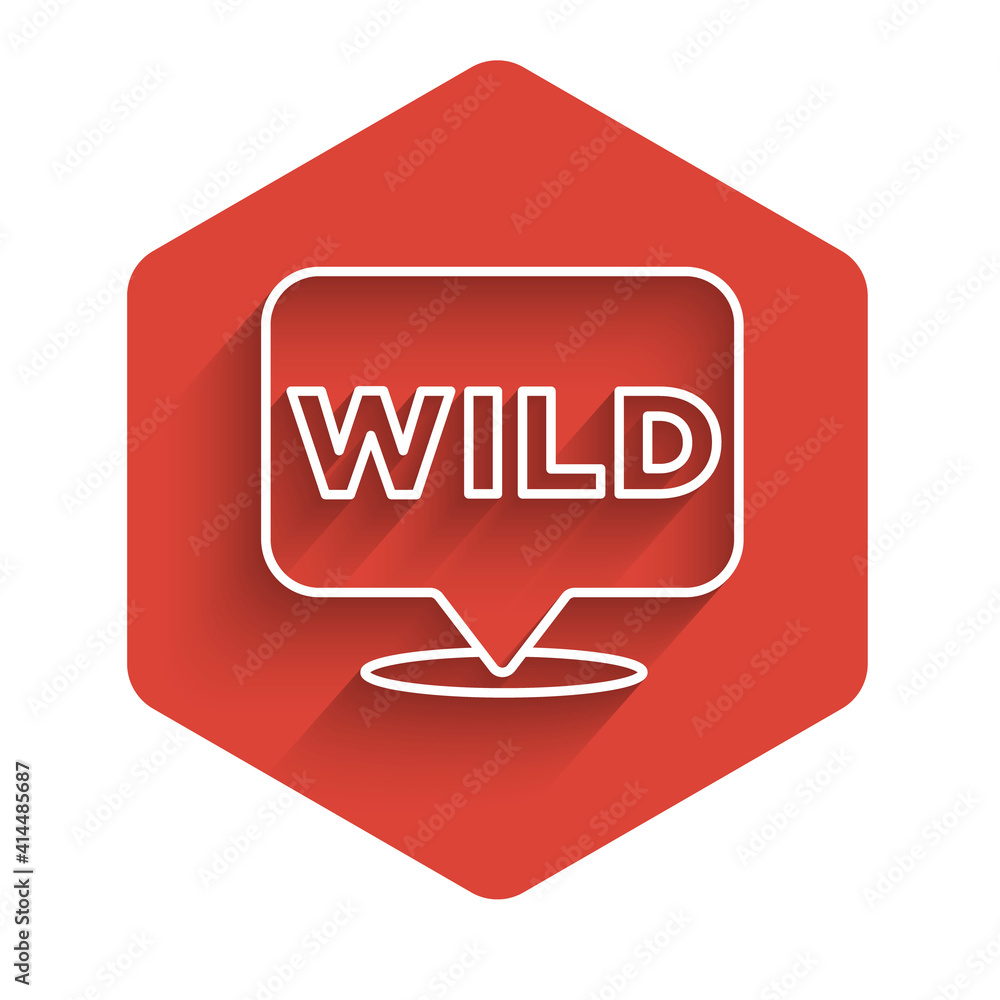 Poster white line pointer to wild west icon isolated with long shadow. western signboard, message board, si
