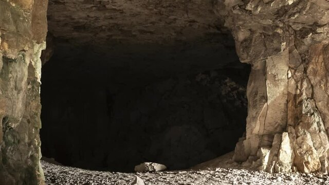 In the corridors of a creepy dark cave.