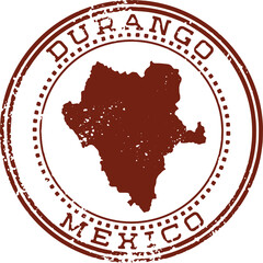 Durango Mexico State Vintage Travel Rubber Stamp - obrazy, fototapety, plakaty