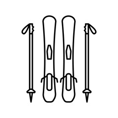 Simple icon skis with sticks. Can be used for mobile concept and web apps design