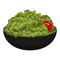 Plate of salad icon. Cartoon of plate of salad vector icon for web design isolated on white background