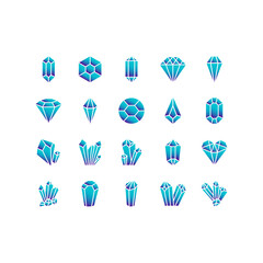 Crystals line icons set. Geometric gems diamonds vector illustrations collection. For geology or jewelry store