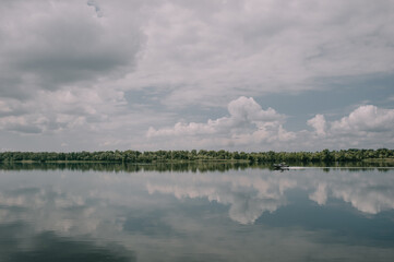 river, lake, sky reflection in water, trees, nature