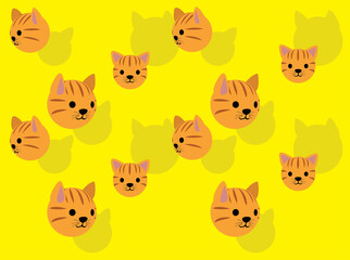 Animal Head Spinning Cat Cartoon Illustration Seamless Background