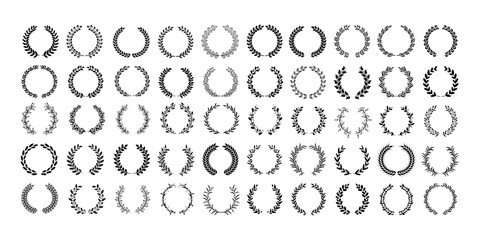 50 Laurel Wreaths Collection. Different frame design elements. Logo design.