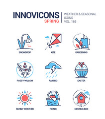 Spring - modern line design style icons set