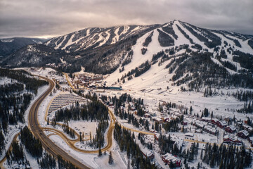 Aerial View of popular Ski Town of Winter Park, Colorado