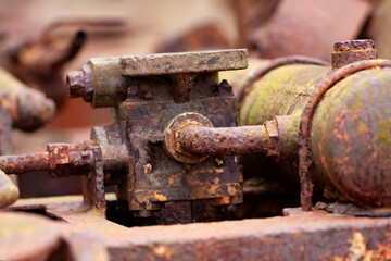 Old rusty metal details of an engine