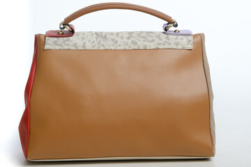 brown bag on white background close up