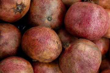 Lots of red ripe pomegranate
