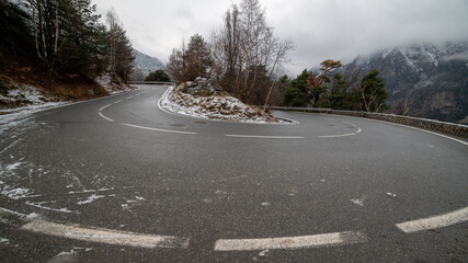 curve road in winter