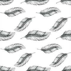 Feather Pattern. Seamless texture for wallpaper, textile design, packing, textile, fabric. Hand drawn