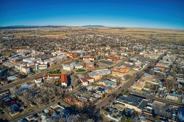 Fototapeta na wymiar Aerial View of the College Town of Las Vegas, New Mexico in Winter