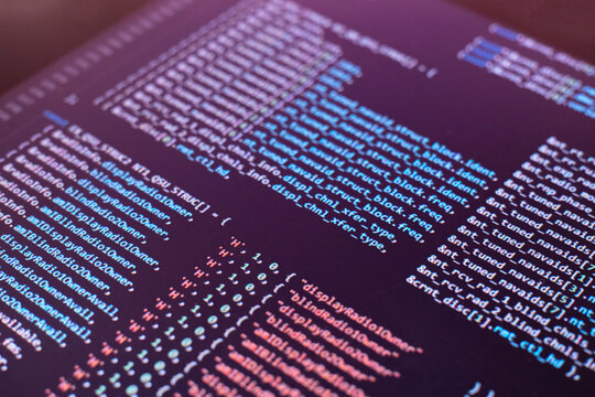 macro monitor screen with program code on it, making the new php script