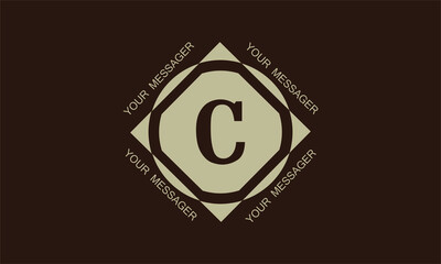 Stylish and elegant graphic monogram with the letter C in brown tones and space for text. Logo design, business emblem.