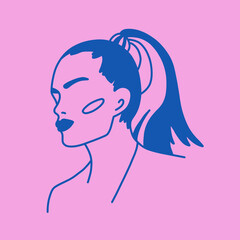 Modern abstract faces. Minimalism concept. Line art drawing style. Contemporary silhouette of woman. Hand drawn trendy vector posters, illustrations for print.