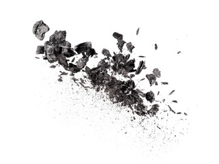 Wooden charcoal bits explosion - 414495674