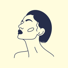 Modern abstract faces. Minimalism concept. Line art drawing style. Contemporary silhouette of woman. Hand drawn trendy vector posters, illustrations for print.