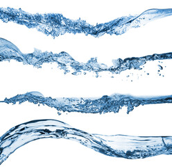 Set of water splashing isolated on white background