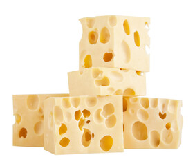The perfect pieces of swiss cheese isolated on white background with clipping path