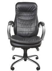 Black office armchair isolated on white background.