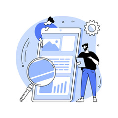 Mobile application development abstract concept vector illustration. Mobile device app building platform, frontend software development, UI and UX design, smartphone market abstract metaphor.