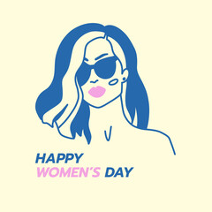 Vector cards with illustrations with women faces. International womens day postcards. Sisterhood and Feminism. Graceful line art postcards, social media post