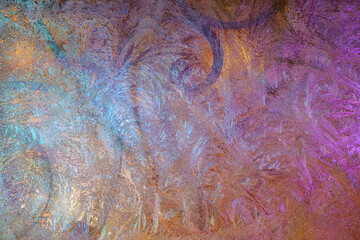 Colored frozen window, background (texture)