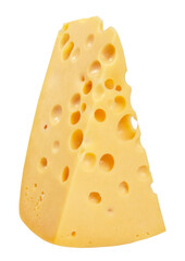 The perfect piece of swiss cheese isolated on white background with clipping path