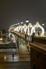 New Year and Christmas decorations on the Patriarch Bridge, Moscow, Russian Federation, January 12,...