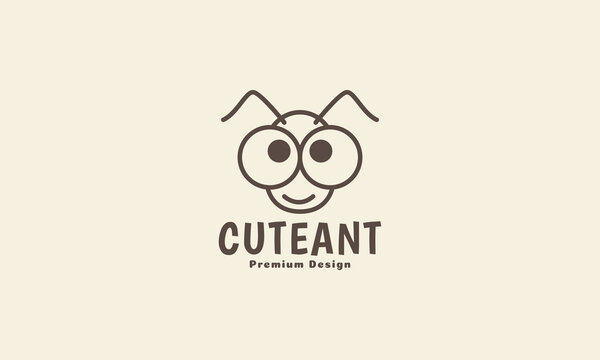 animal insect ant head lines cartoon cute logo design vector icon symbol illustration