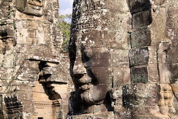 The stone faces of the Bayon temple, Cambodia 