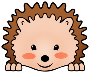 Blushing Hedgehog Kawaii Illustration Isolated on White with Clipping Path