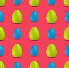 Colored Easter Eggs seamless pattern. 3d easter egg, spring holiday traditional symbol.