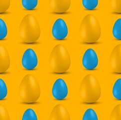 Colored Easter Eggs seamless pattern. 3d easter egg, spring holiday traditional symbol.