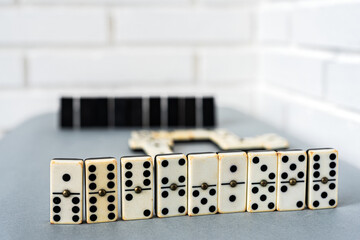 Domino pieces placed on table
