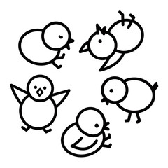 Chicks fun vector illustration. Easter line art