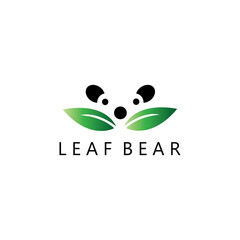 bear logo vector illustration leaves design