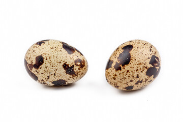 Animal protein quail eggs on a white background