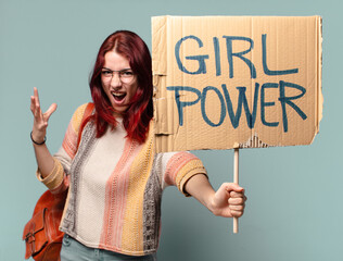 tty student woman activist. girl power concept